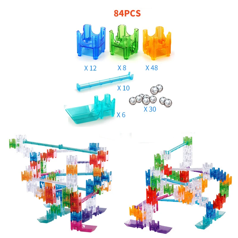 84 шт. с 30 лабиринт рельсы строитель набор мраморные s кубики мяч Строительные блоки DIY мраморный Запуск сборки блоки трек развивающие игрушки