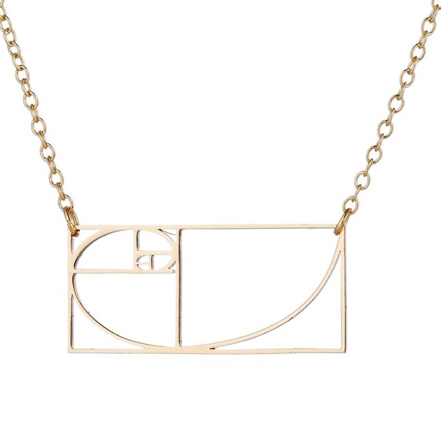 Fibonacci Golden Ratio Necklace Stainless Steel Architecture Jewelry Graduation Gift for Student Collier