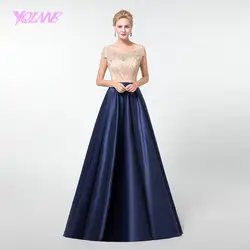 YQLNNE с длинным рукавом Выпускные платья 2019 вечерние платья для женщин вечернее платье атласная Кружевная аппликация YQLNNE