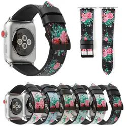 Винтаж Роза кожаный ремешок для Apple Watch Series 4 Band 44 мм 40 мм цветочный наручный браслет с цветами для iWatch 1 2 3 42 мм 38 мм