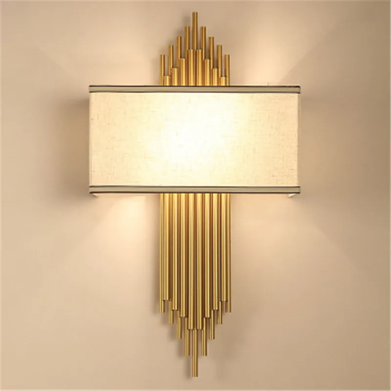 

New Chinese Style Luxury Wall Lamp Simple Bedroom Bedside Lamp Living Room Asile Hotel Fabric Decoration Lamp Free Shipping