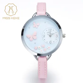 

miss keke 2018 new clay cute Geneva kids Butterfly Flower girl watches Bracelet children Ladies Women watches montre enfant 818