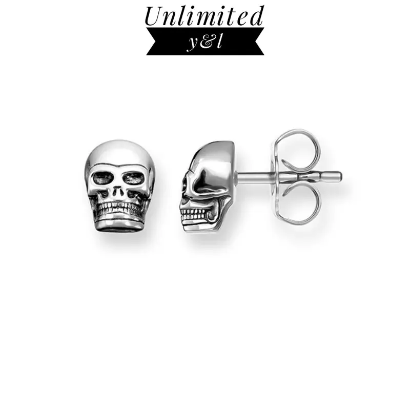 

Skull Stud Earrings for Women and Men Thomas Style Silver Fashion Skeleton Ear Stud Jewelry 2018 New
