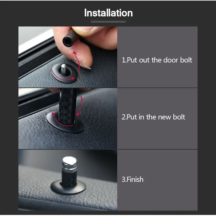 4pcs Carbon Fiber Styling Car Door Lock Bolt Cover Trim Stick Pin Cap Interior Accessories Sticker For BMW X5 X6 (9)