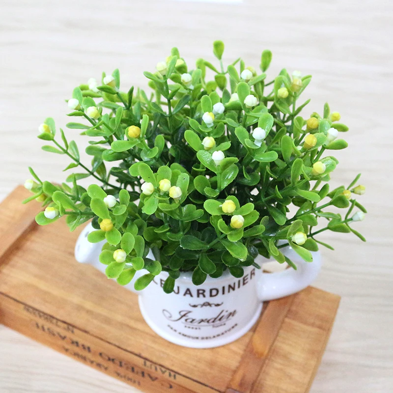artificial plastic flowers with Ceramics vase cute artificial flower set home decoration for wedding flowers decoration (17)