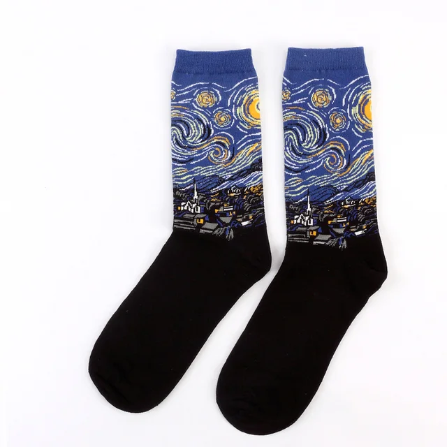 Dropshopping The Starry Night/Mona Lisa/The Scream Van Gogh Modern Oil Paint Cotton Socks Art Abstract Happy Funny Women Socks Socks 1
