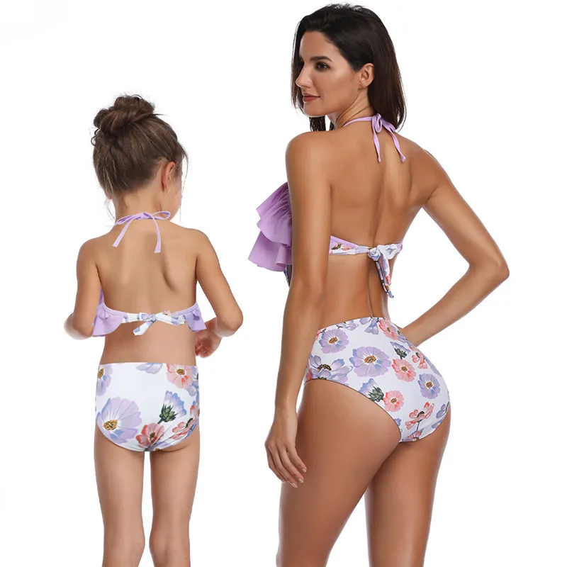 Новинка 2019 купальный костюм для мамы и дочки одежда с принтом в виде двойных
