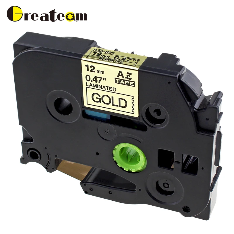 Greateam 1 шт. TZe 831 совместимый с Brother P Touch TZ831 TZe831 черный на золотой этикетке лента для