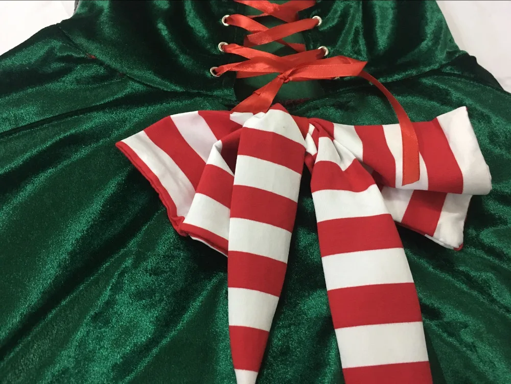 Роскошный сексуальный зеленый костюм эльфа Санта-Клауса, костюмы для взрослых женщин, рождественское нарядное платье, костюмы на Рождество, карнавальный костюм для вечеринки