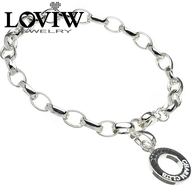 

Silver basic charm bracelet closed with a clasp Link Chain Bracelets Europe thomas Style 2018 new Charms carrier Silver bracelet