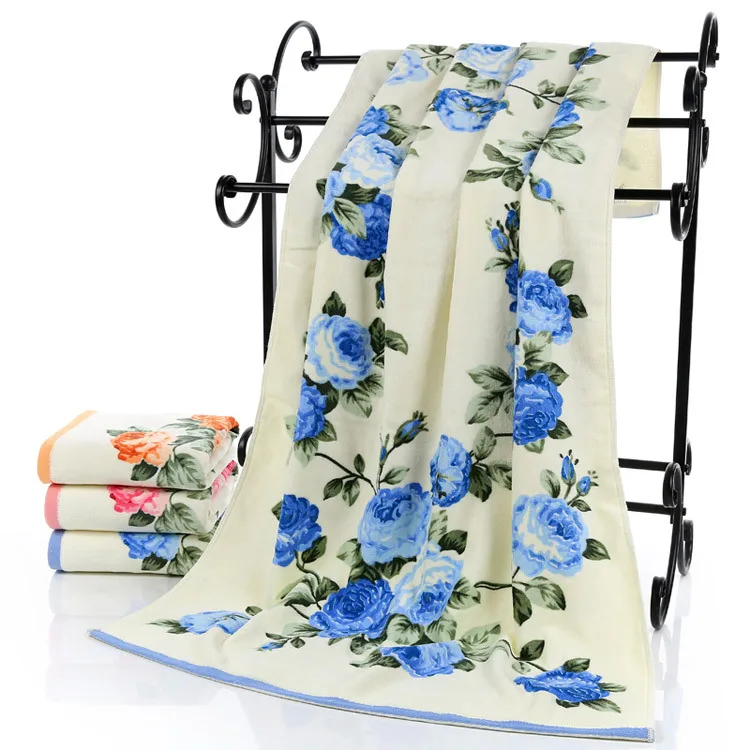 Free shipping luxury 100% cotton bath towel brand serviette adulte Flower large beach towels 70x140cm