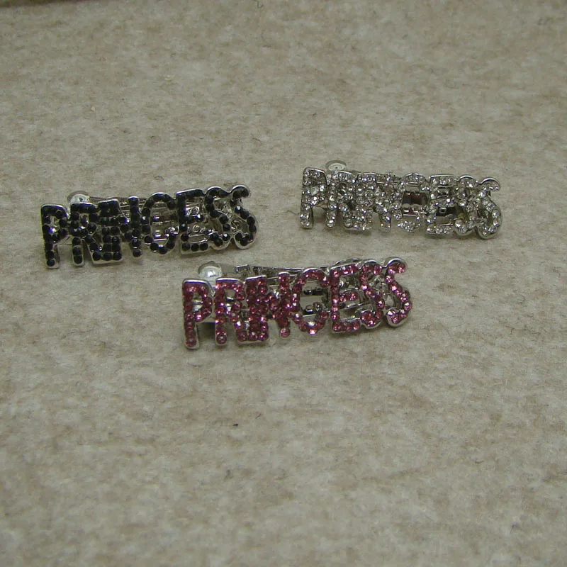 Fashion crystals PRINCESS charm pets or girls hair barrette ornament jewelry accessory 6pcs x new free shipping 3colors optional