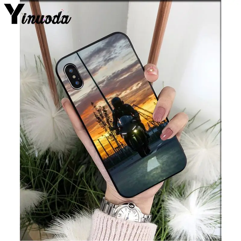 Yinuoda красивый мотоциклетный черный мягкий чехол для телефона Apple iPhone 8 7 6 6S Plus X XS MAX 5 5S SE XR - Цвет: A10