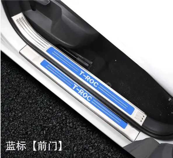 For Volkswagen T-ROC Threshold Welcome Scooter Door with Stainless Steel Back Guard Panel