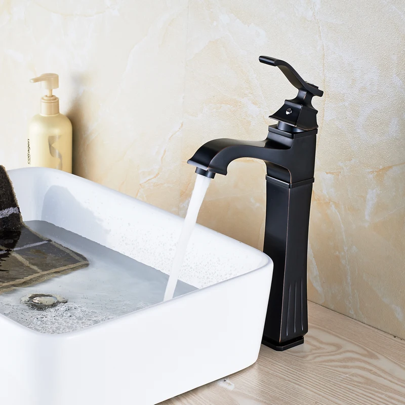 Deck Mounted Bathroom Sink Faucet Single Handle Mixer Tap Basin Faucet Oil Rubbed Bronze