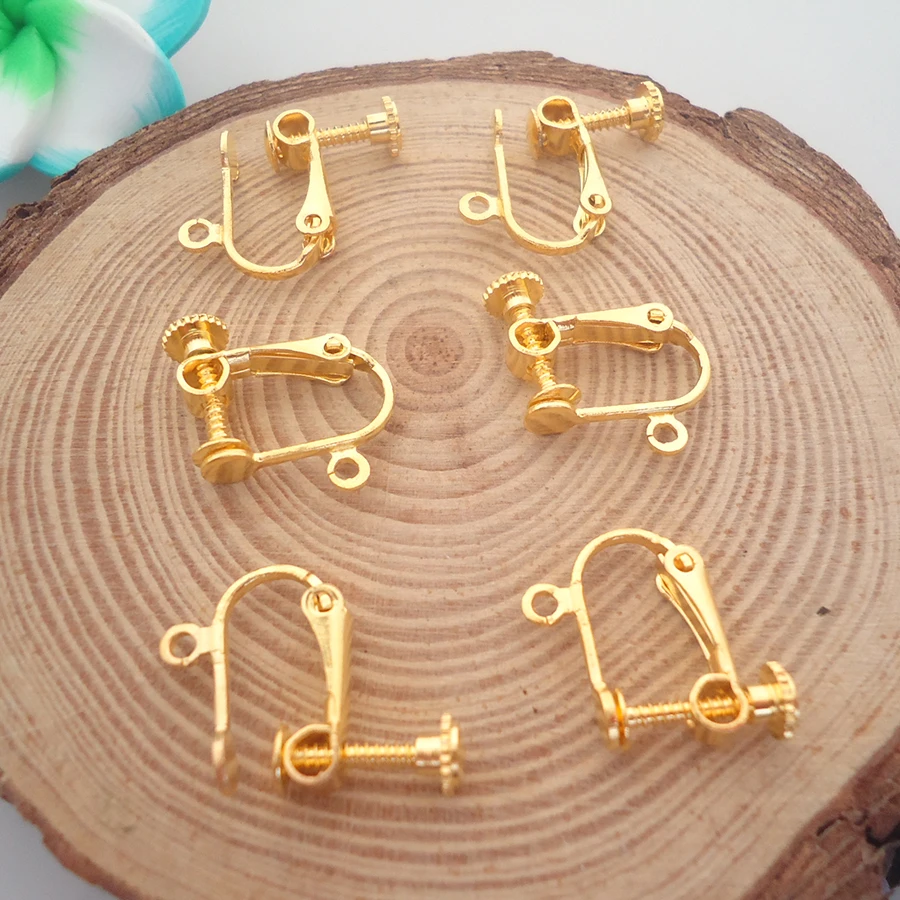 10pair/lot Gold Silver Plated Lever Back Brass Copper Screw Earring