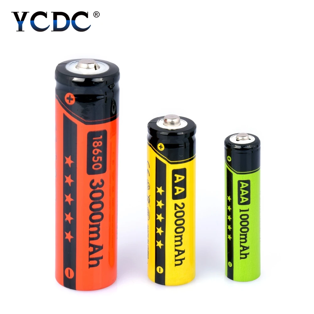 

YCDC High Energy 4pcs/box AA 2000mAh Ni-MH Battery 1.2V AAA 1000mAh, 18650 3000mAh 3.7V Li-ion Cells Rechargeable Batteries nimh