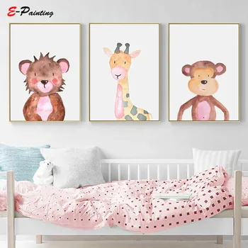 

Cute Baby Bear Print Poster Nursery Watercolor Woodland Animal Canvas Painting Picture Cub Printing Kid Bedroom Decor