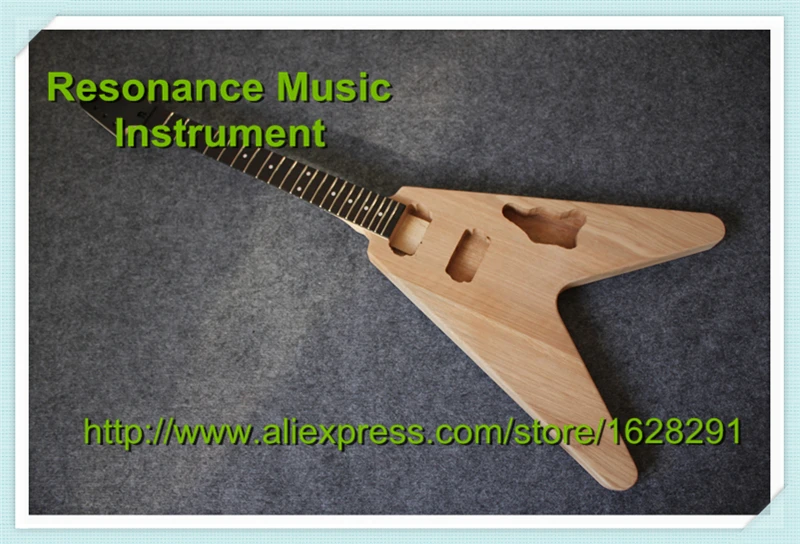 

100% Real Pictures Unfinished Flying V Electric Guitar Without Hardware China OEM Guitar Kit Left Handed Available