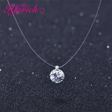 Hfarich Round Invisible Necklace Chain Crystal Rhinestone Choker Necklaces& Pendants Women Jewelry Accessories