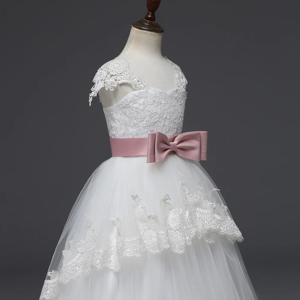 2018 tule girls dresses Lace teen wedding white Party princess dress children evening clothing kid formal pageant gown For Girls (5)