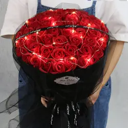 Роза Букет День рождения подарок для девушки и девушки Моделирование поддельные цветы мыло коробка День святого Валентина