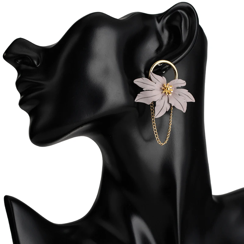 AENSOA, 5 цветов, элегантные длинные висячие серьги с цветами для женщин и девушек, персонализированные серьги с уникальным дизайном, модные серьги с цветочной цепочкой