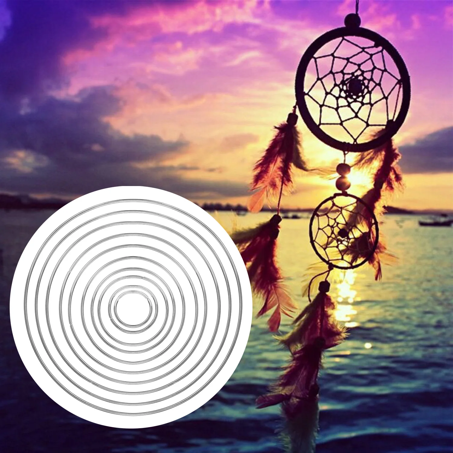 

10pcs Assorted Sizes Metal Rings Hoops DIY Craft Supplies for Dream Catcher Dreamcatchers Wreaths Macrame Projects