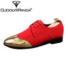CUDDLYIIPANDA/Новые черные, красные бархатные туфли с золотыми Буллок с пряжкой; модные вечерние и свадебные мужские лоферы; мужская повседневная обувь на шнуровке