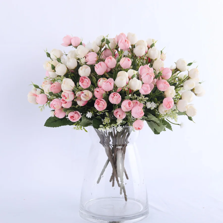 Белые мини шелковые искусственные цветы розы Для свадебное украшение невесты поддельный букет цветов diy домашний декор художественные аксессуары для вазы