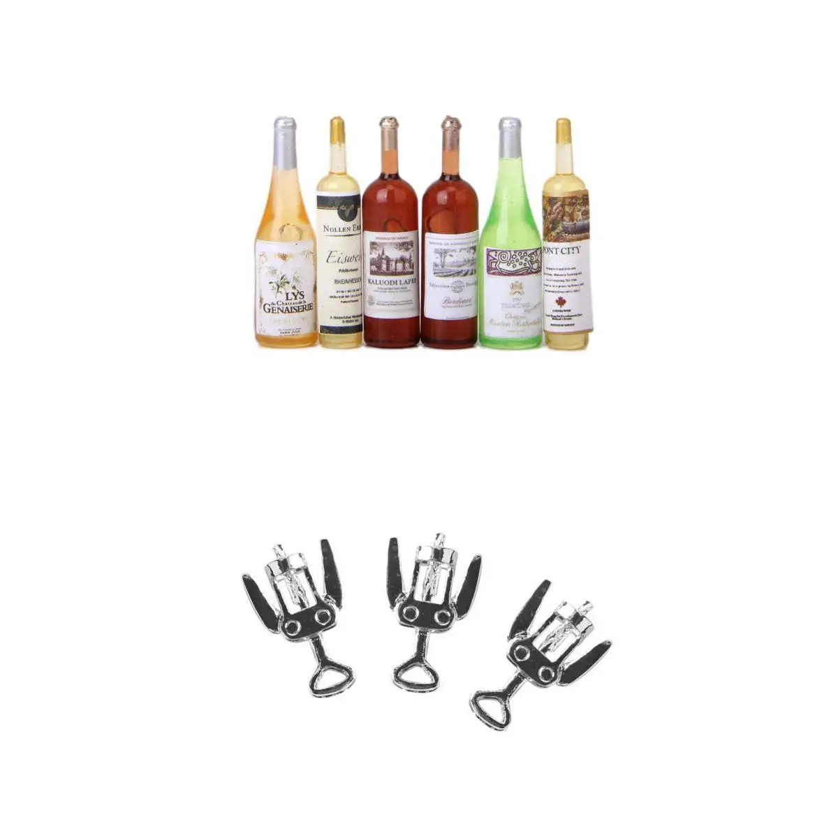 9 шт цветные миниатюрные бутылки для вина и пива 3 шт металлические штопор для бутылок Модель 1/12 кукольный домик пищевые принадлежности