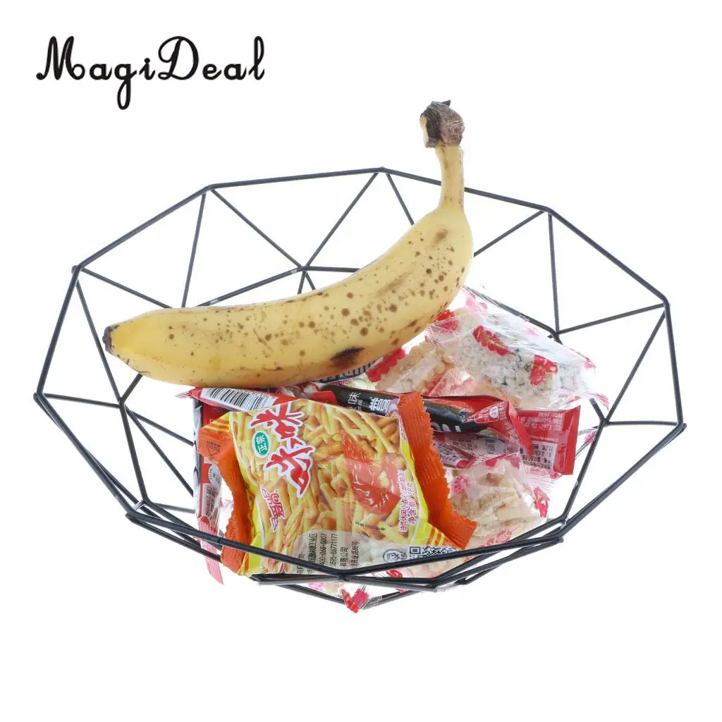 MagiDeal Iron Wire Fruit Basket Bowl Food Serving Basket Candy Biscuit Snack Holder, Apples Orange Bananas Basket