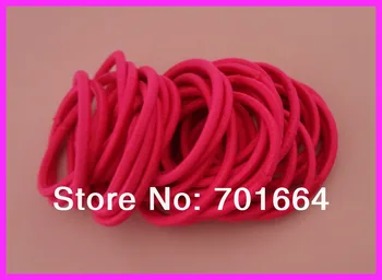 

50PCS 4mm fushia elastic ponytail holders hair bands with gluing connection,fushia elastic hair ties