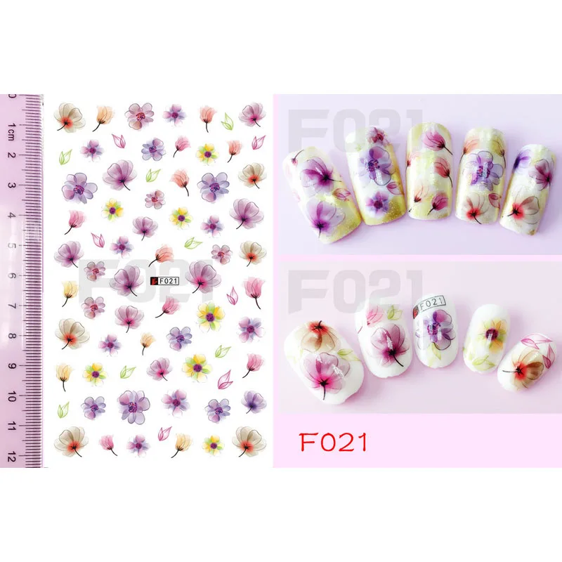 

Nail Art 3D Simulation Adhesive Tape F Series Summer Watercolor Transparent Flower Casual DIY Nail Tool