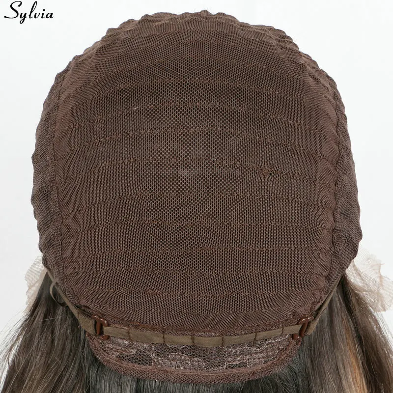 Sylvia боковая часть ручной работы кружевные передние парики для женщин Косплей Вечерние черные корни Омбре серый короткий Боб синтетические волосы естественная волна