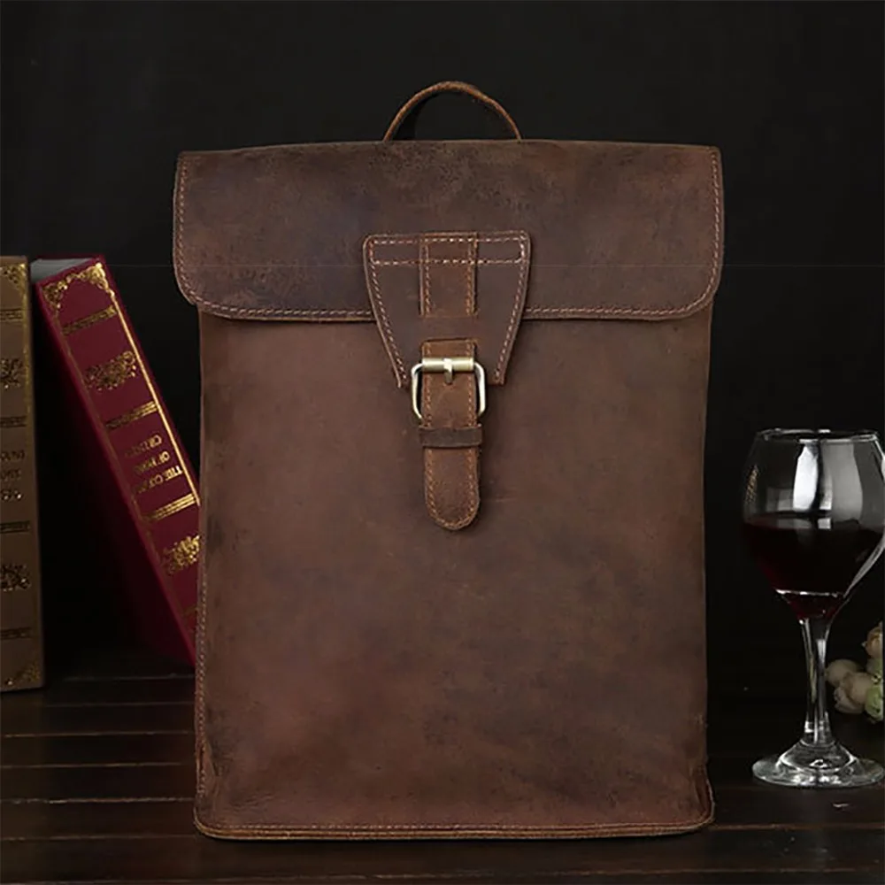 

Top Quality Crazy Horse Cowhide Men Women Rucksack Daypack Travel Book School Book Bag Genuine Leather Knapsack Retro Backpack