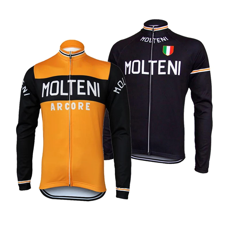 Baratos Jersey de Ciclismo de manga larga pro equipo de Invierno Polar o delgado retro molteni ropa de ciclismo Maillot ciclismotb ropa de bicicleta de carretera
