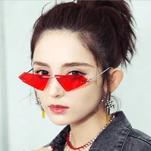 Luxury Fashion Rimless Sunglasses Women Transparent Clear Metal Frame Sun Glasses Vintage Female Oversized Cutting Sunglass men