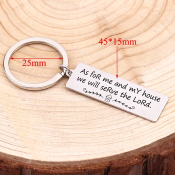 

Engraved"As For Me And My House We Will Serve The Lord"Christian Keychain Farmhouse Souvenir Hand Stamped Keyrings Jewelry Gift