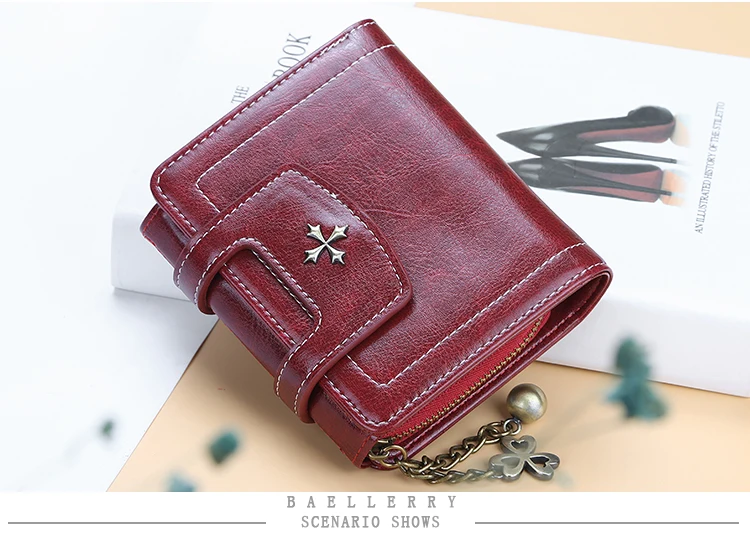 Leather Wallet Womens Fashion Flower Pendant Zipper Coin Bag Hasp Card Holder Lady Purse Wallet Purse Women Carteira Feminina