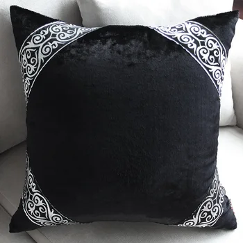 

Embroidered hold pillow cases Sofa cushion for leaning on car pillows on the bed European-style luxury lolita pure color velvet