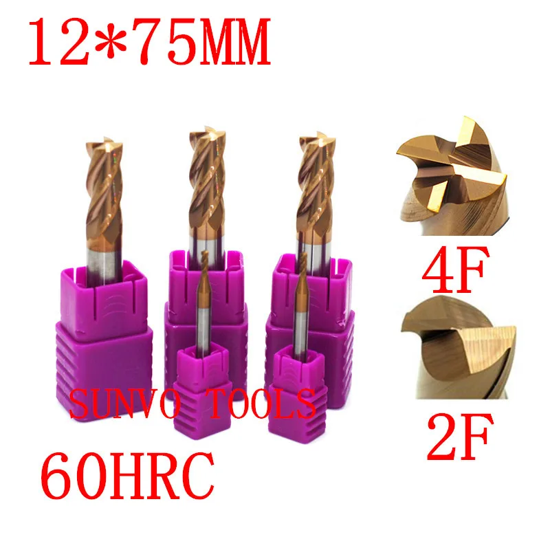2Pcs 8mm Extra Longth 100mm Solid Carbide End Mill HRC 65 CNC Milling Cutter