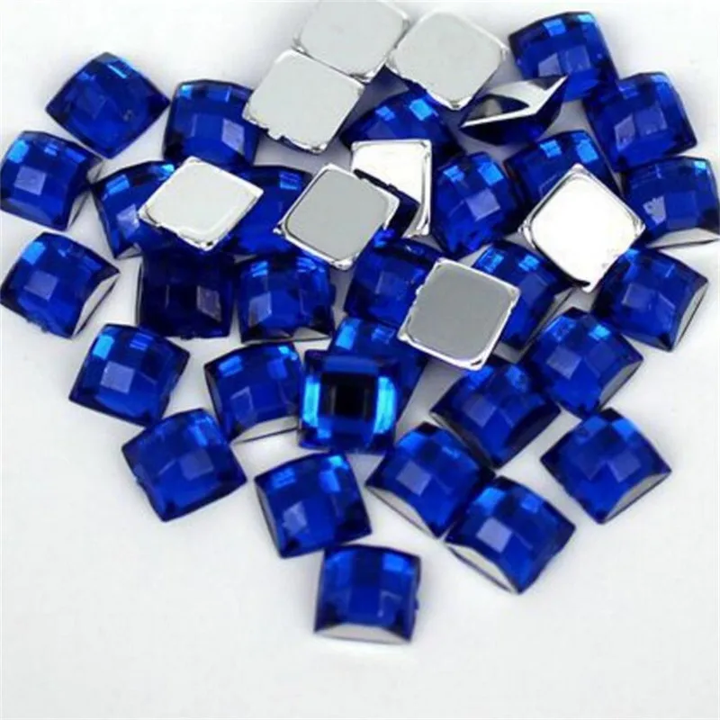 

4MM-25MM DIY Bling Deep Blue Square Lattice Faceted Acrylic Rhinestone Flatback Acrylic Stone for Hand Craft Art Decoration