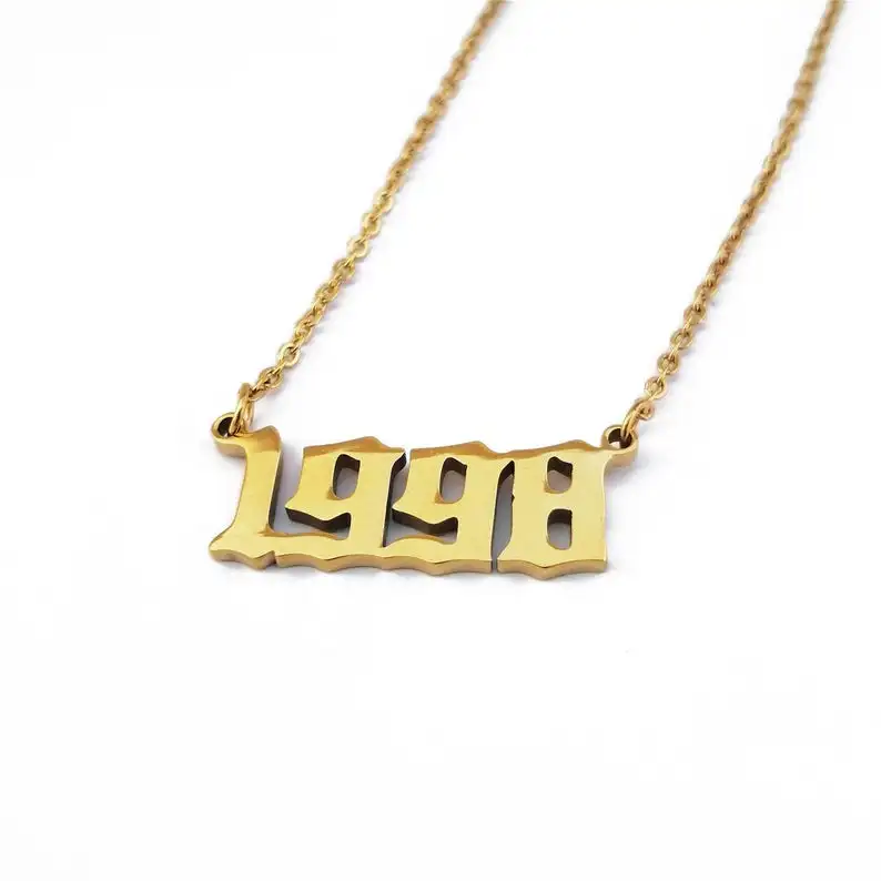

Personality Old English Number Necklaces Women's Custom Birthday Jewelry 1993 1998 1999 Year Birth Necklace Friendship Gift