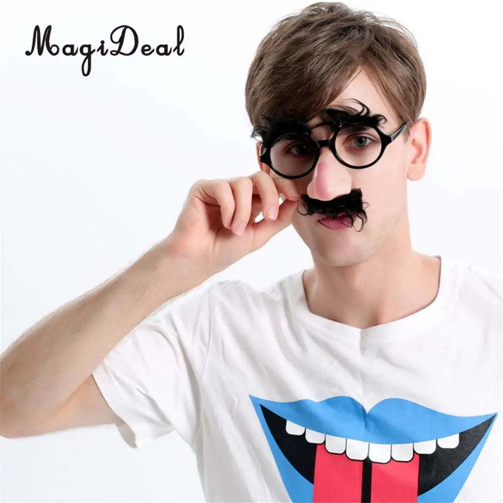 MagiDeal Set of 2 Pieces Novelty Presley Sunglasses Big Nose Mustache Glasses 70s Fancy Dress Costume Eyewear Props