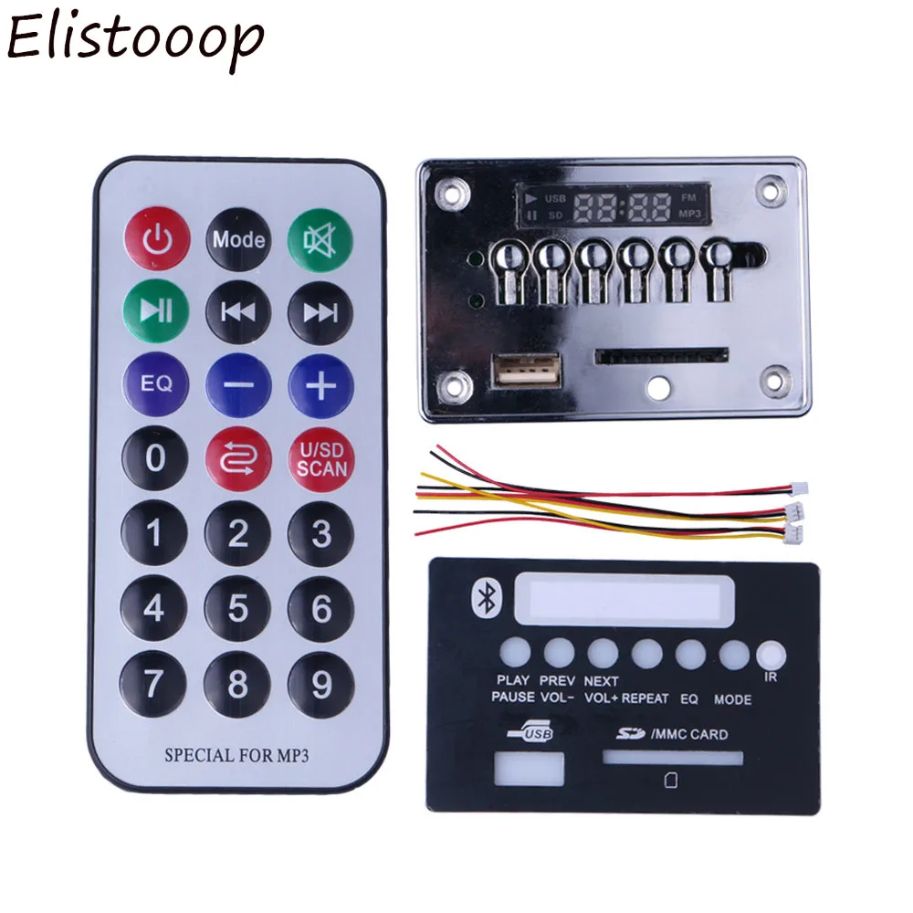 Elistooop Bluetooth USB FM Aux Радио MP3 декодер плата модуль дистанционного управления для