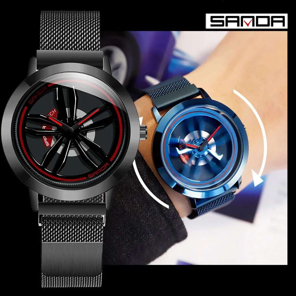 

Classic Minimalist Time To Run Hub Shaped Quartz Mesh Men's Quartz Watch Мужские часы Relogio Masculino Male Clock Wristwatch