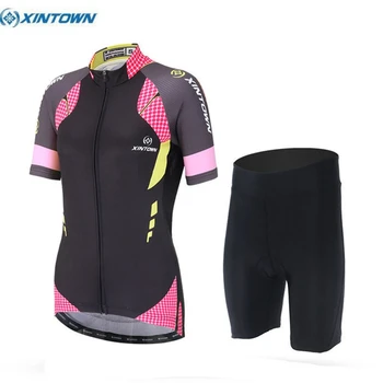 

2018 XINTOWN Team Womens Short Sleeve Ropa Ciclismo Maillot Cycling Jersey Set Mountain Bike Clothing Breathable Bicycle Clothes