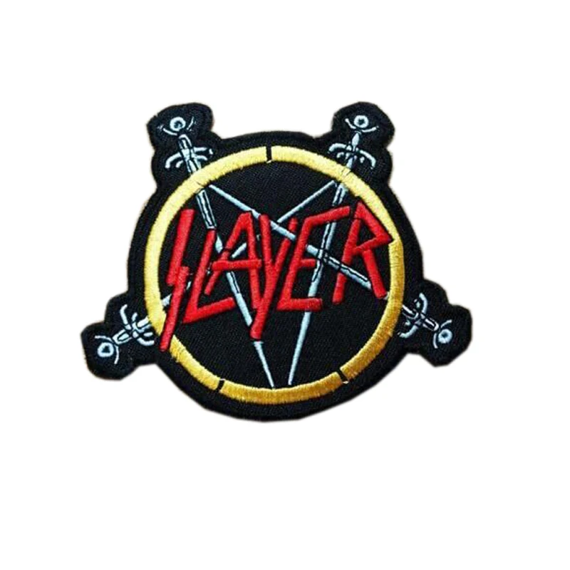 Slayer Pentagram Logo Patch Swords Thrash Metal Music Band Woven Sew On  Applique