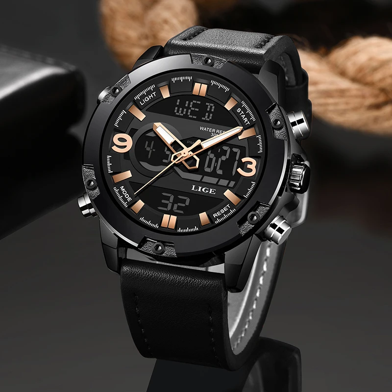 Relojes Hombre 2019 Новинка LIGE мужские s часы лучший бренд класса люкс кварцевые с двойным